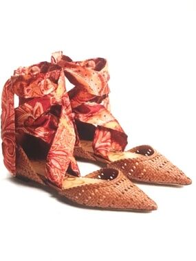 SAME EDELMAN Sloane Scarf Lace-Up Pointed Toe Flat Women’s Size 8 NWT